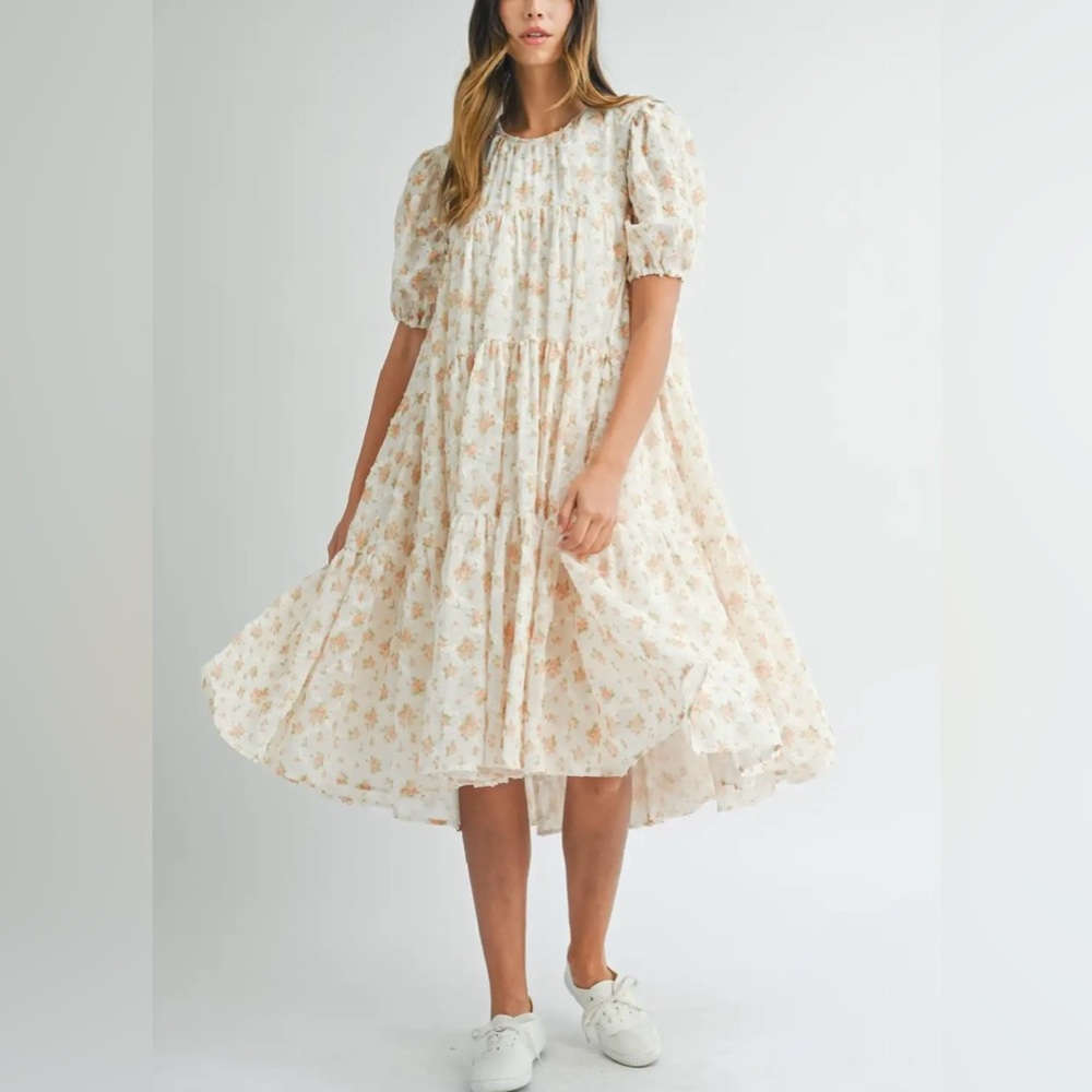 Mable Floral Textured Midi Dress